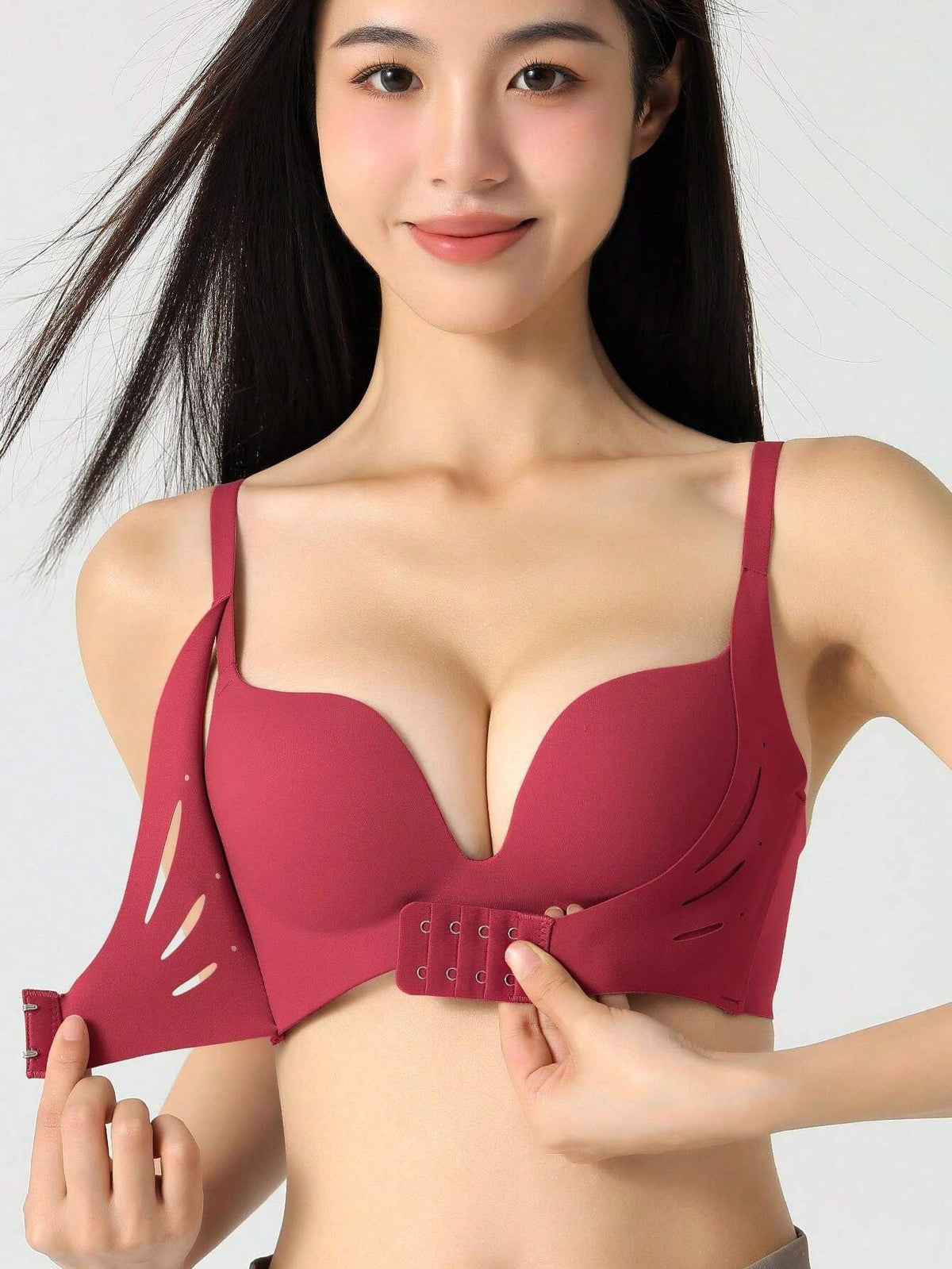 Brassière matelassée avec fermeture frontale haute maintien pour femmes, sans fil