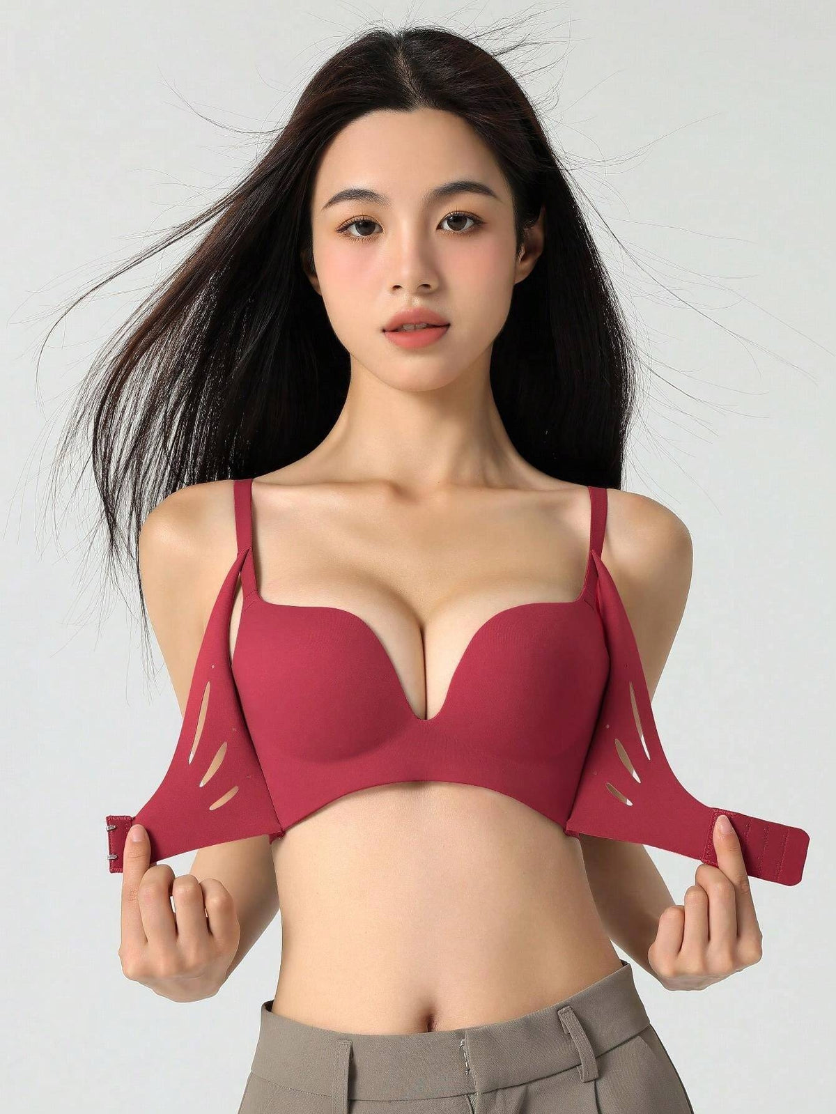 Brassière matelassée avec fermeture frontale haute maintien pour femmes, sans fil