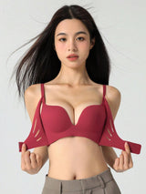 Brassière matelassée avec fermeture frontale haute maintien pour femmes, sans fil