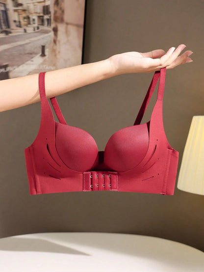 Brassière matelassée avec fermeture frontale haute maintien pour femmes, sans fil